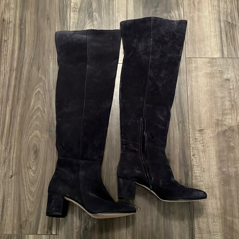 J Crew over the knee boot in navy suede